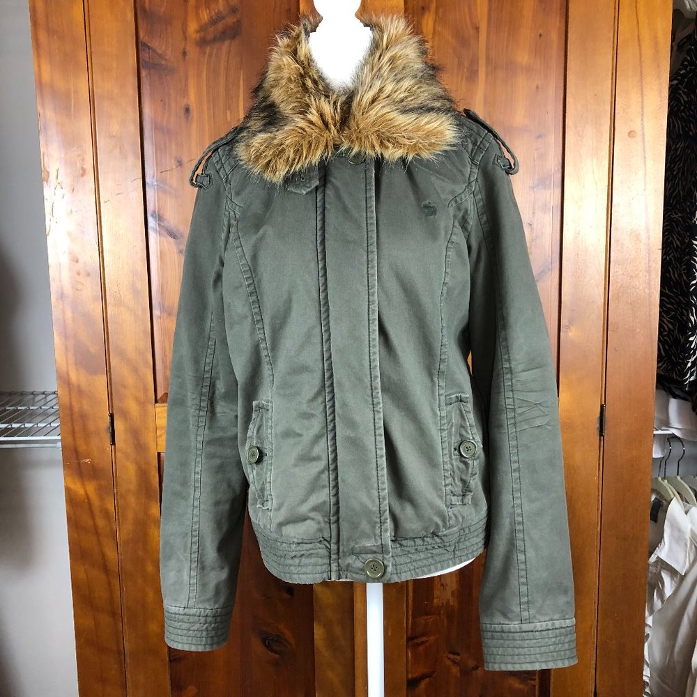 Abercrombie & Fitch Vintage Thinsulate Faux Fur Collar Jacket Toggle Preppy Y2K